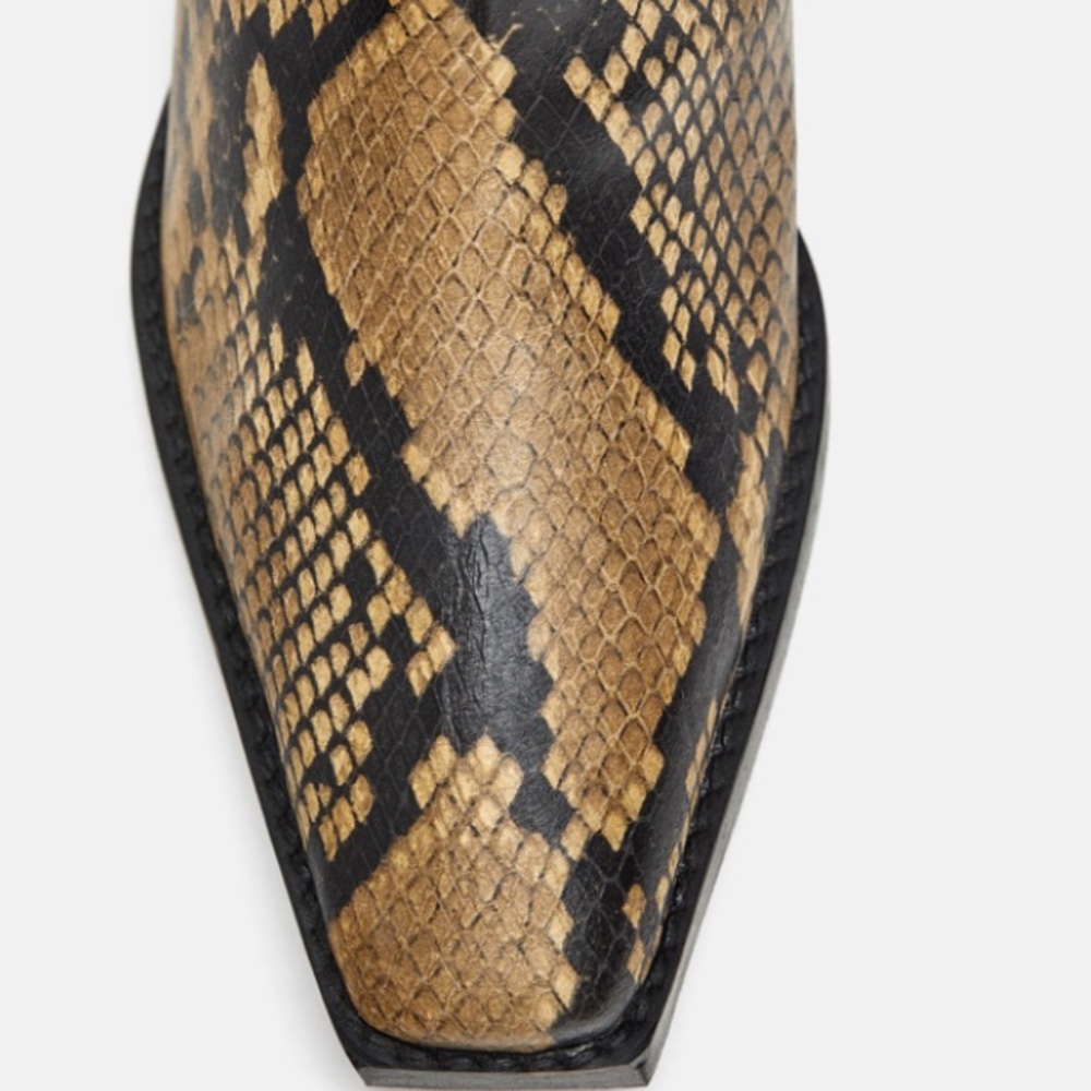 Zara snake skin print leather heeled ankle boots - Picture 3 of 7